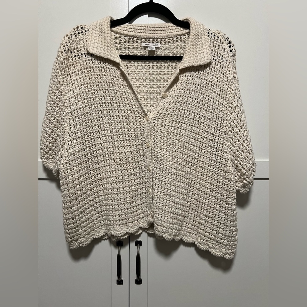 American Eagle Crochet Polo Shirt